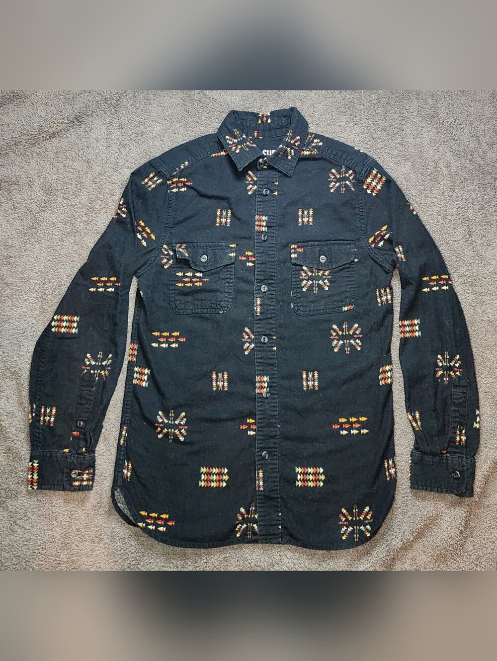 Black Geometric Mossimo Flannel Shirt